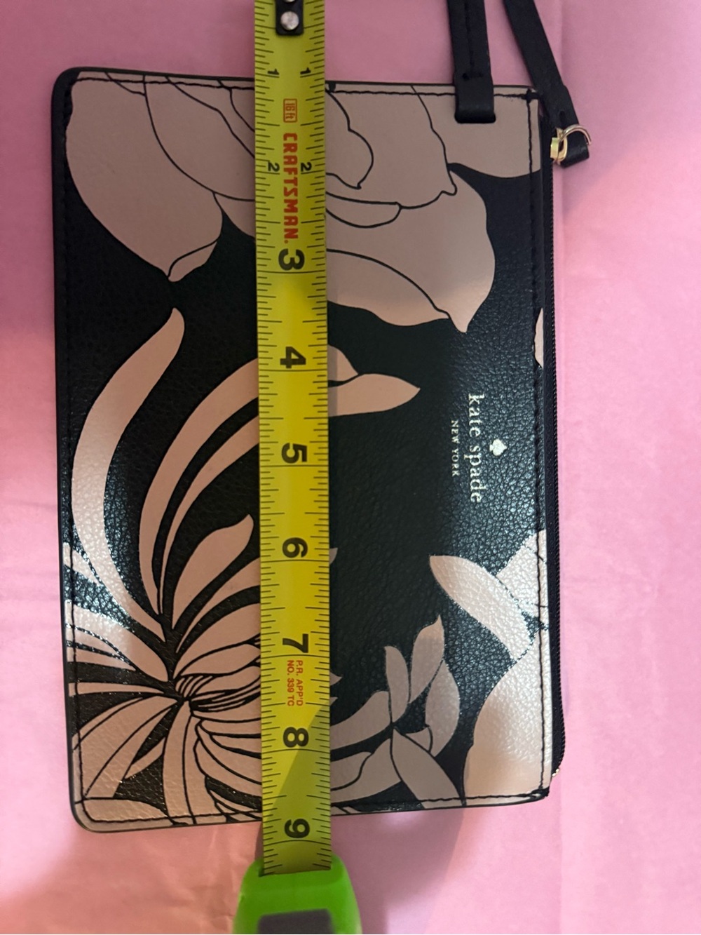 kate spade Black and Blush Floral Wristlet